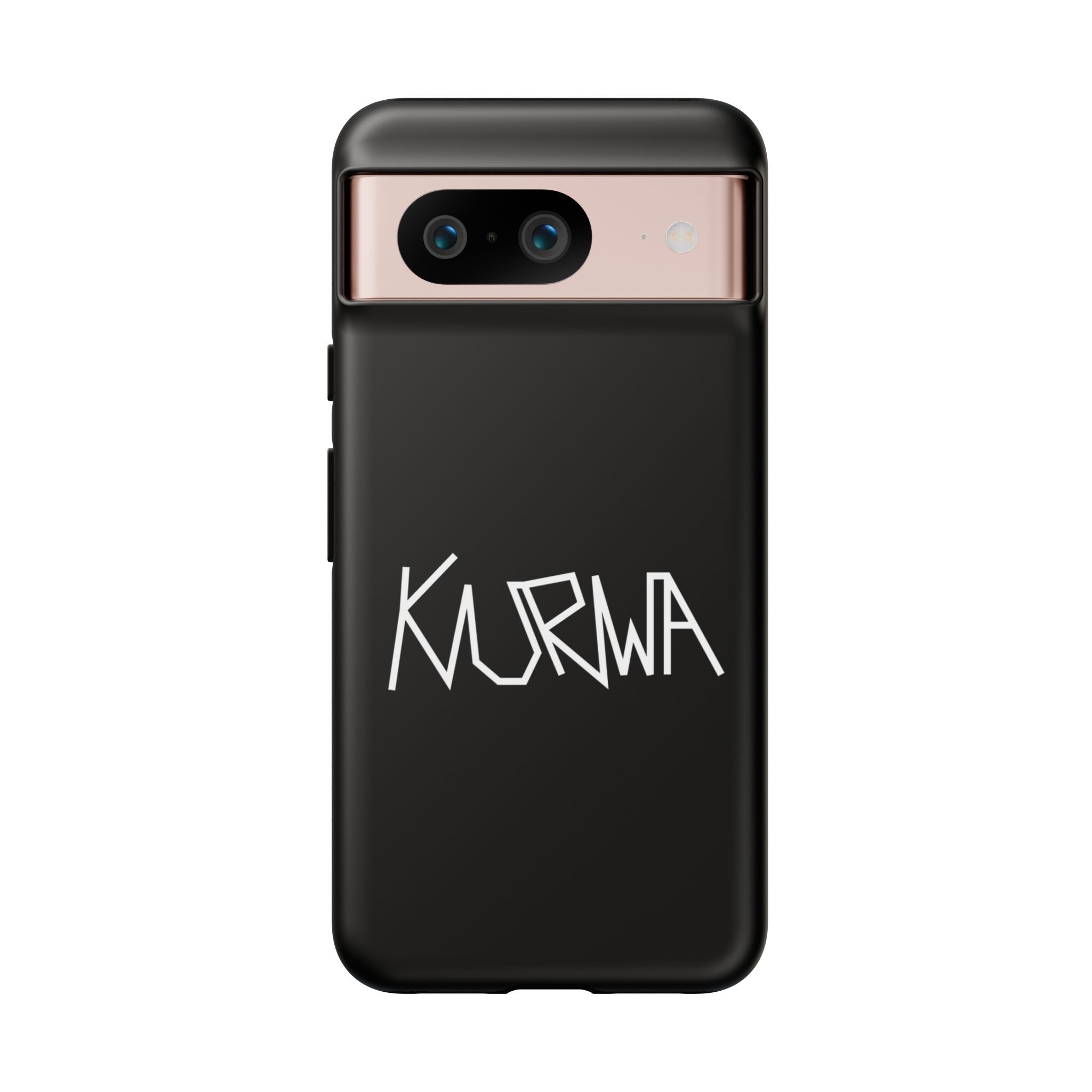 Etui na telefon - minimalistyczne czarne etui „KURWA” w stylu graffiti
