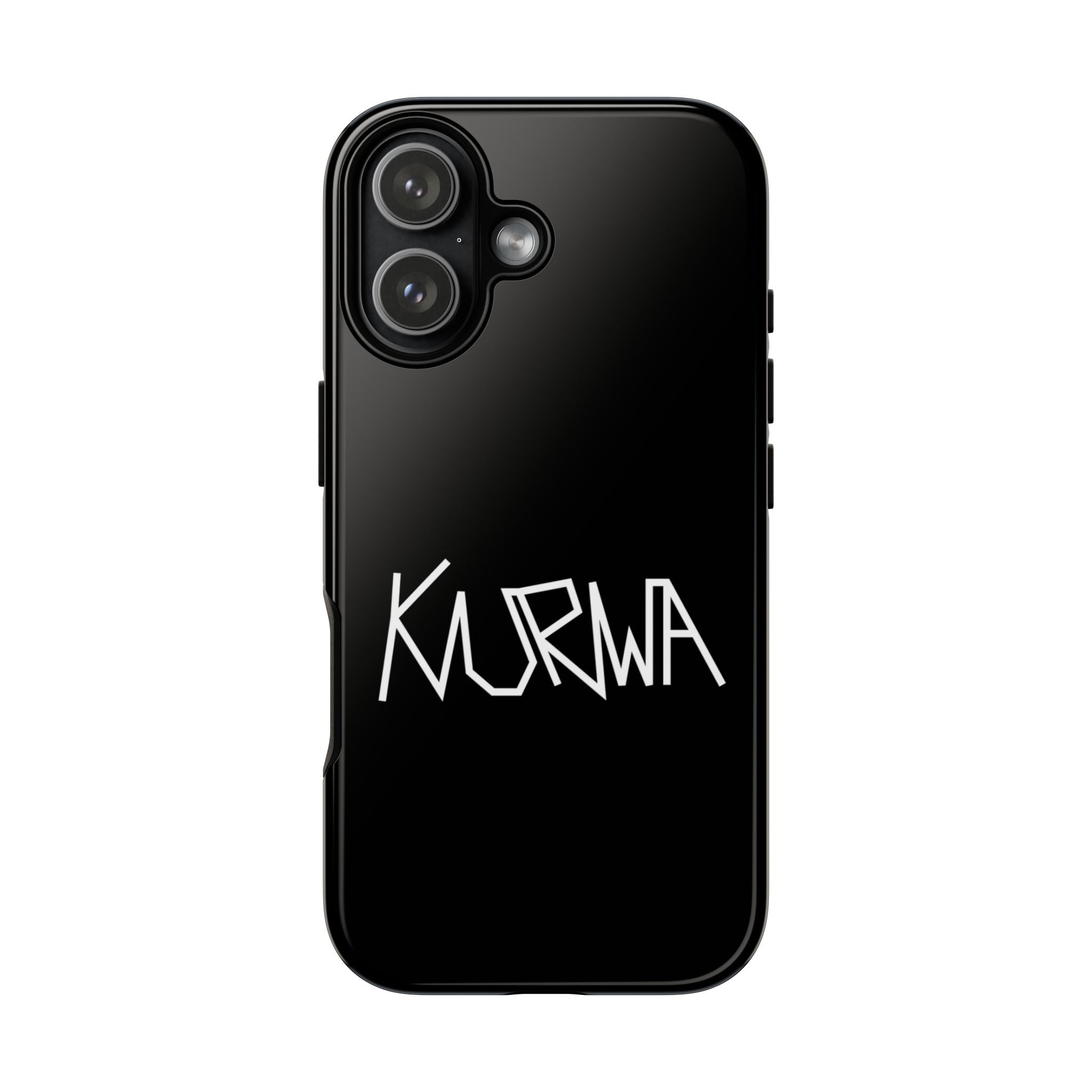 Etui na telefon - minimalistyczne czarne etui „KURWA” w stylu graffiti