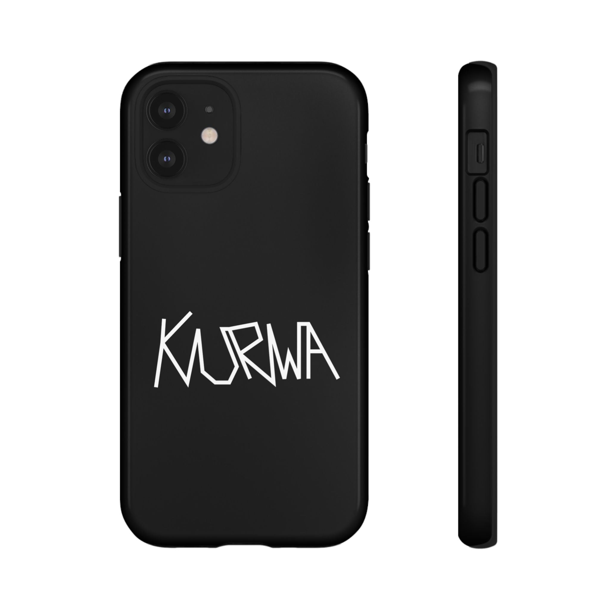 Etui na telefon - minimalistyczne czarne etui „KURWA” w stylu graffiti