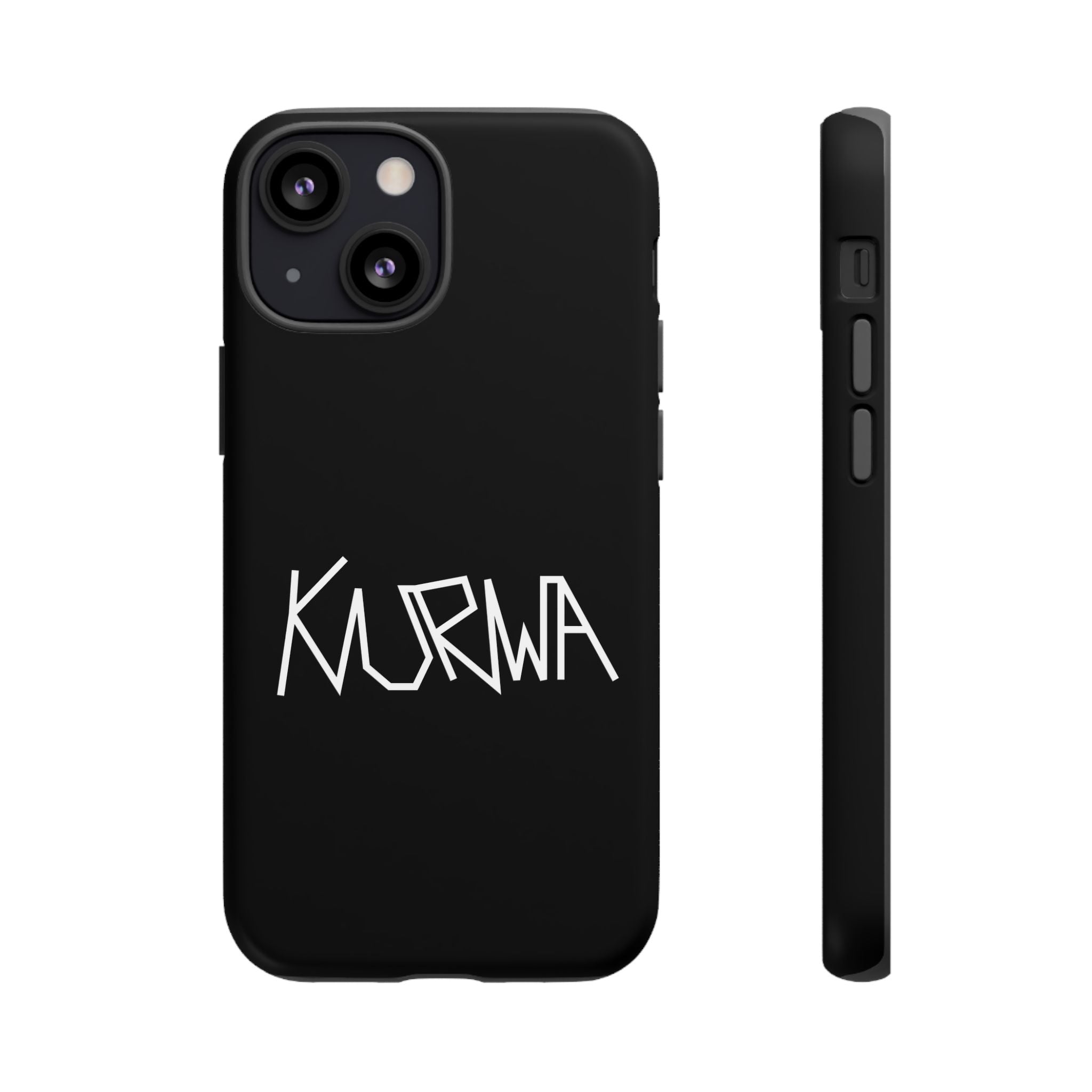 Etui na telefon - minimalistyczne czarne etui „KURWA” w stylu graffiti