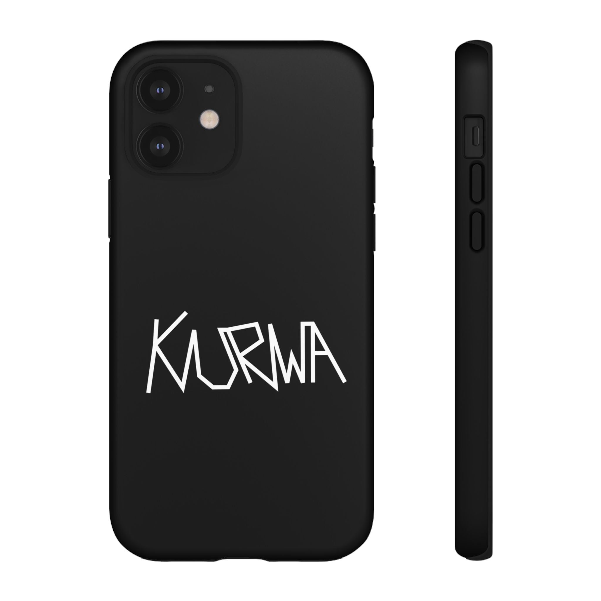 Etui na telefon - minimalistyczne czarne etui „KURWA” w stylu graffiti