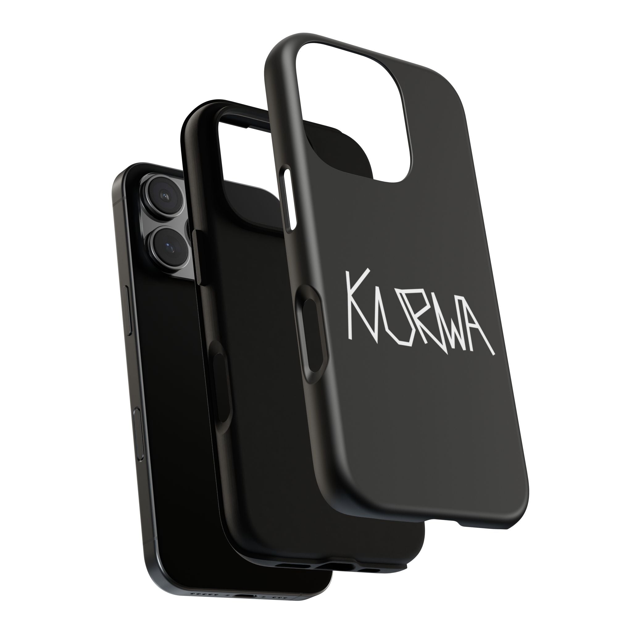 Etui na telefon - minimalistyczne czarne etui „KURWA” w stylu graffiti