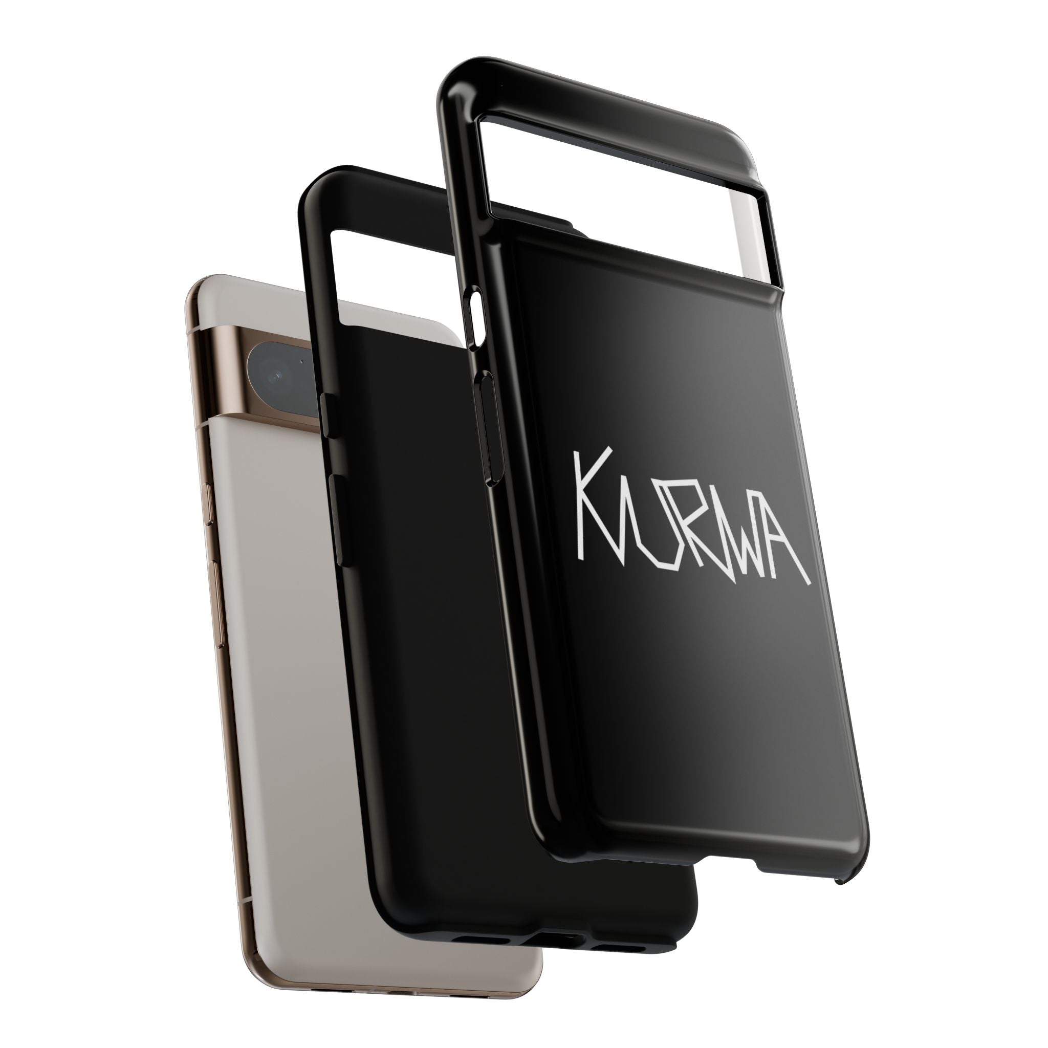 Etui na telefon - minimalistyczne czarne etui „KURWA” w stylu graffiti