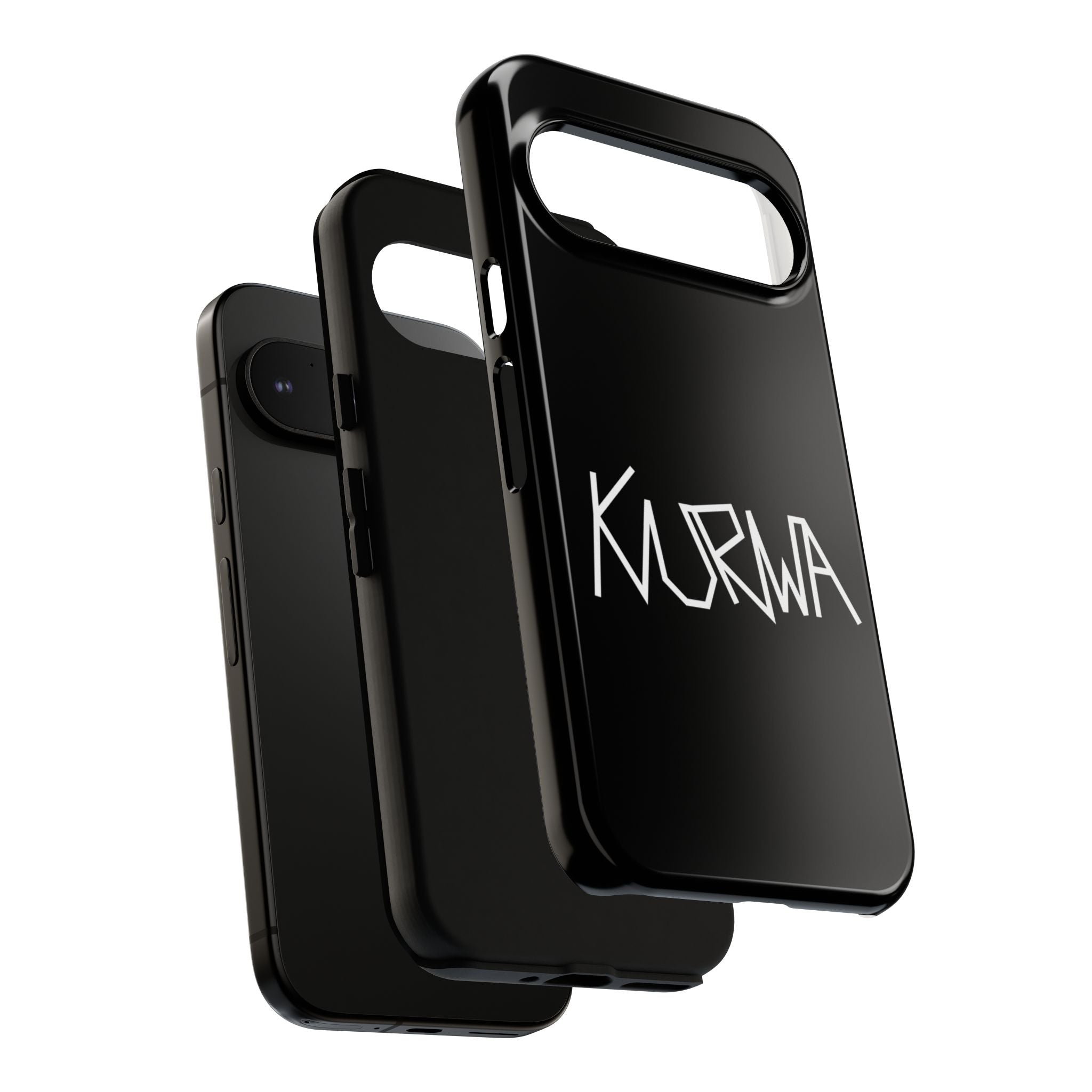 Etui na telefon - minimalistyczne czarne etui „KURWA” w stylu graffiti