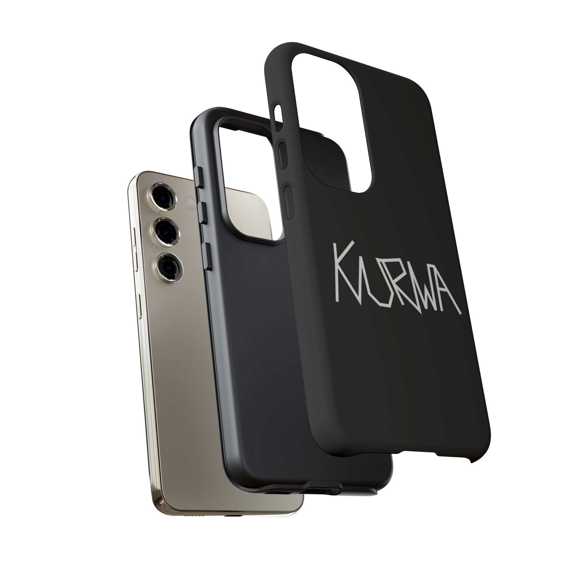 Etui na telefon - minimalistyczne czarne etui „KURWA” w stylu graffiti