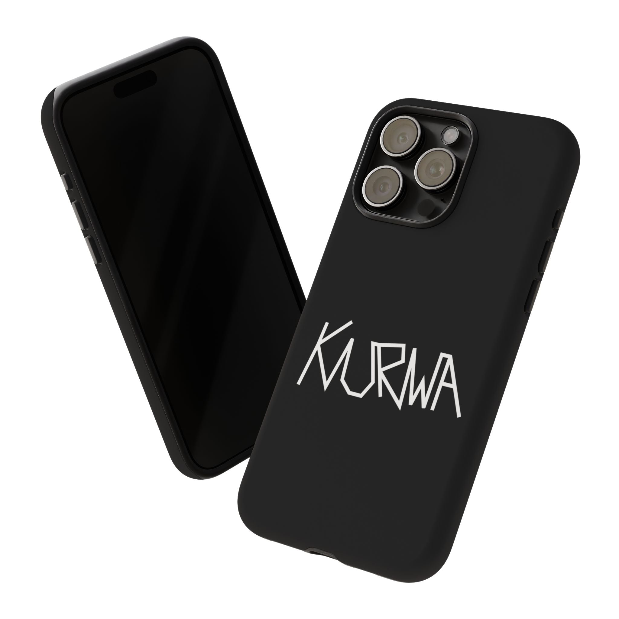 Etui na telefon - minimalistyczne czarne etui „KURWA” w stylu graffiti