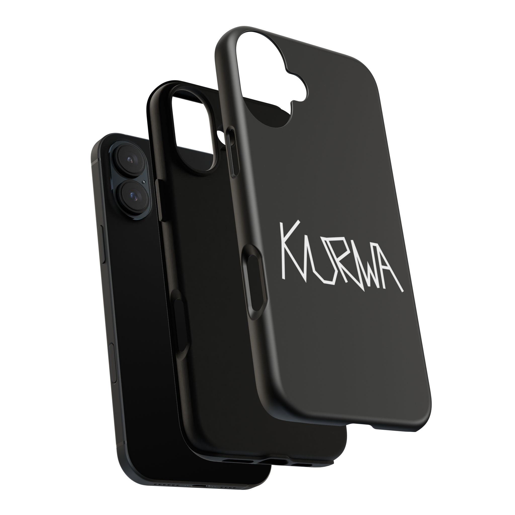 Etui na telefon - minimalistyczne czarne etui „KURWA” w stylu graffiti