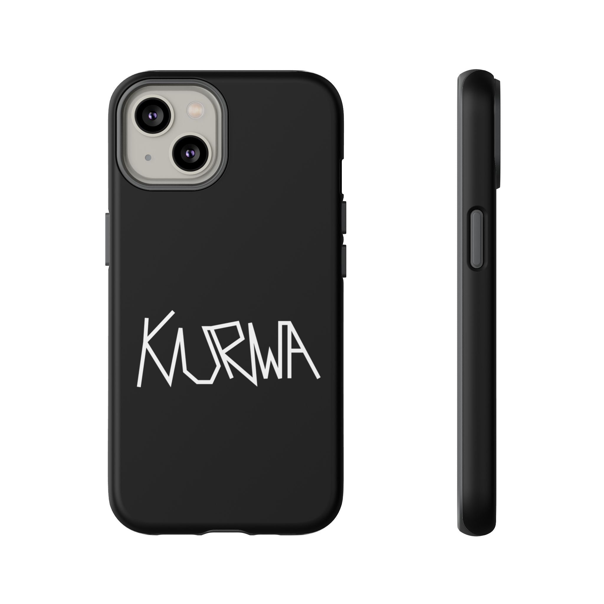 Etui na telefon - minimalistyczne czarne etui „KURWA” w stylu graffiti
