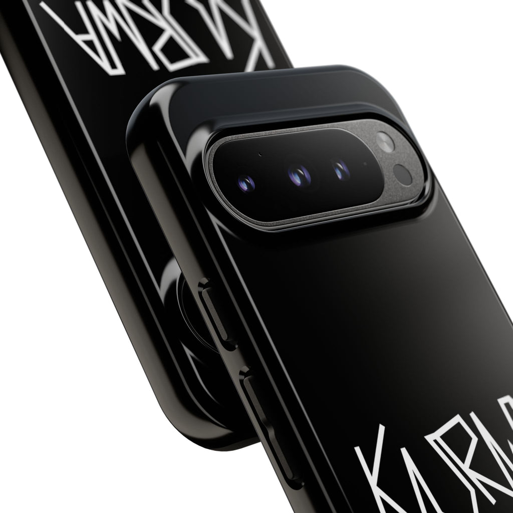 Etui na telefon - minimalistyczne czarne etui „KURWA” w stylu graffiti