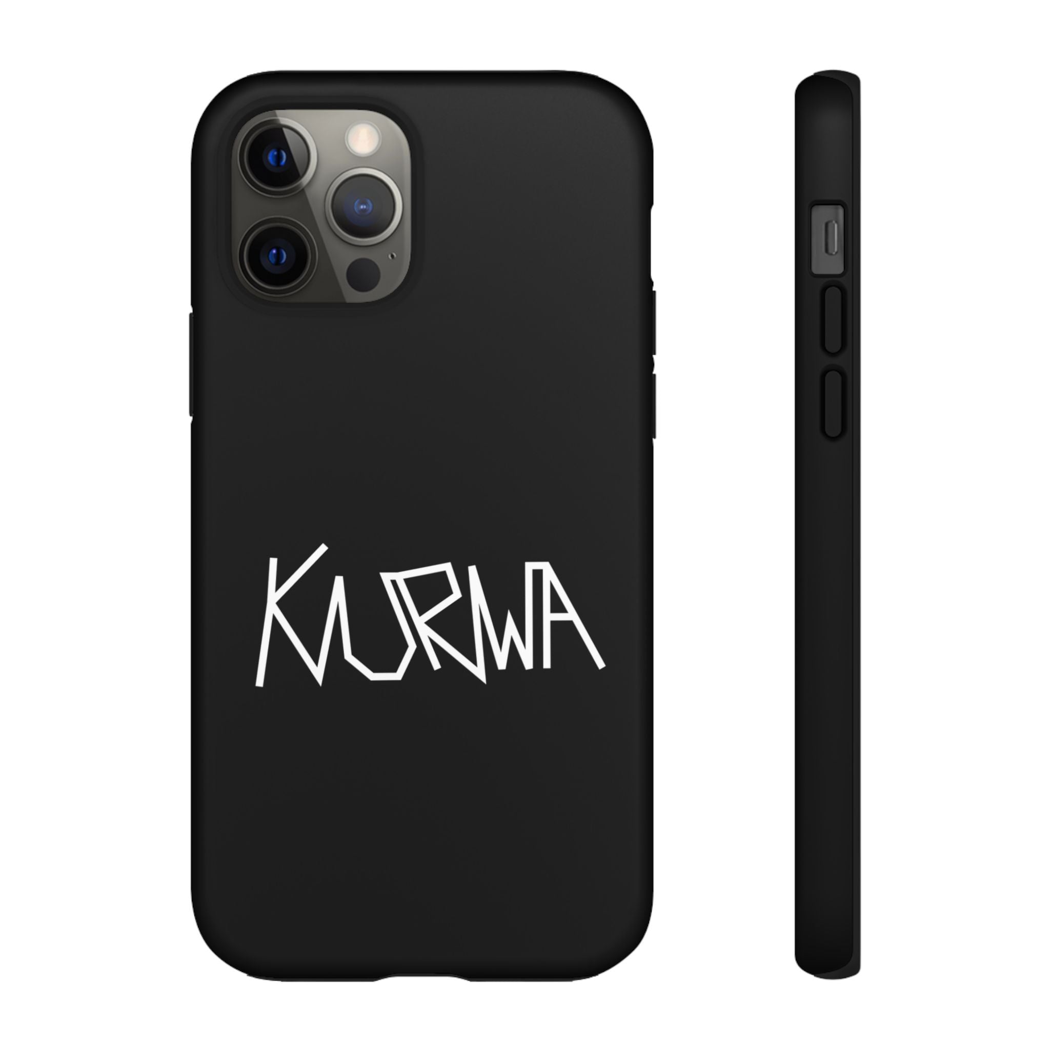 Etui na telefon - minimalistyczne czarne etui „KURWA” w stylu graffiti