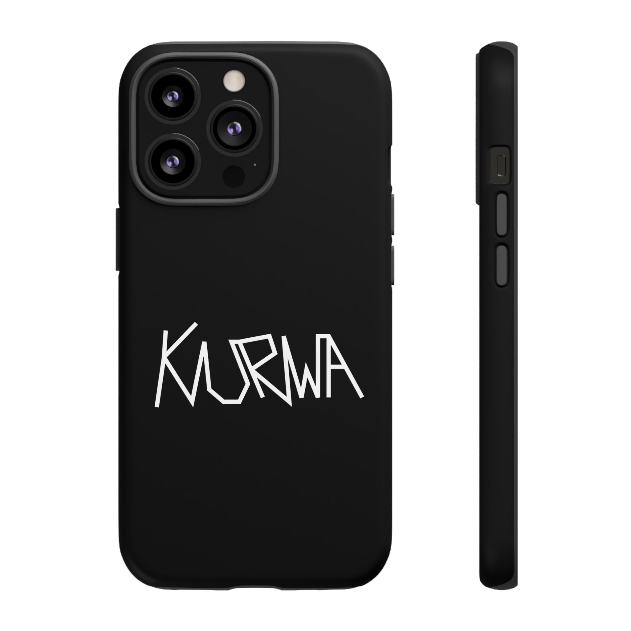 Etui na telefon - minimalistyczne czarne etui „KURWA” w stylu graffiti