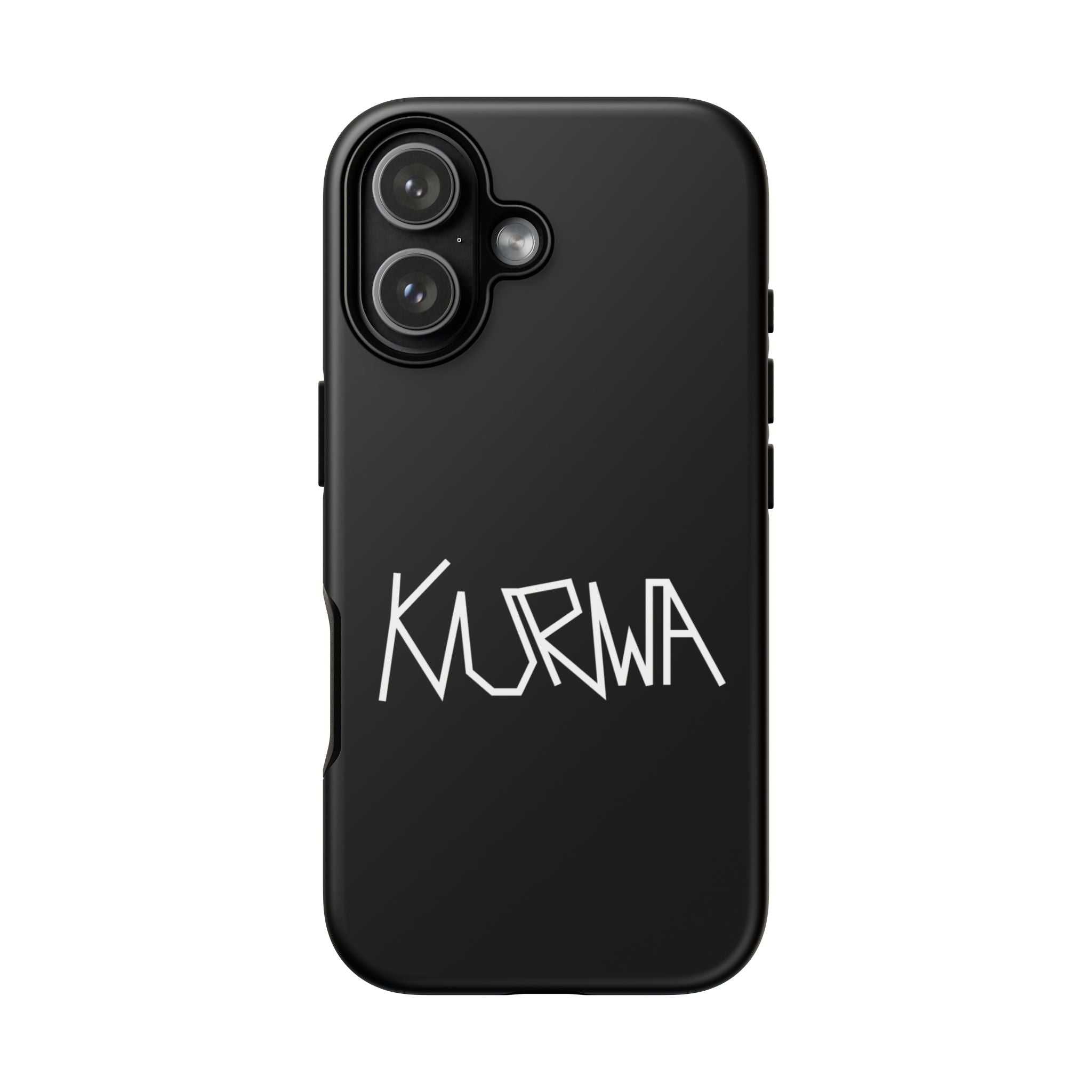 Etui na telefon - minimalistyczne czarne etui „KURWA” w stylu graffiti