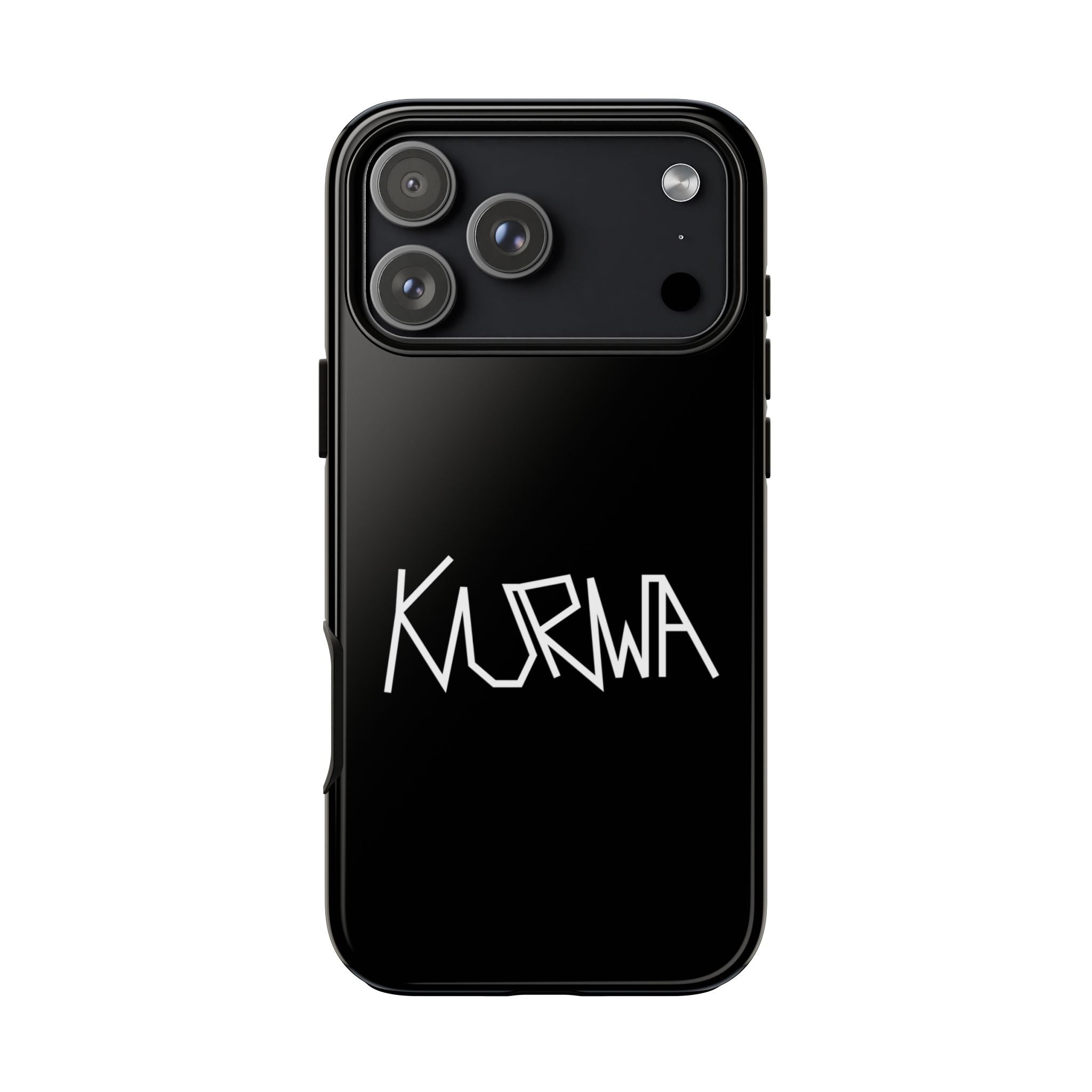 Etui na telefon - minimalistyczne czarne etui „KURWA” w stylu graffiti