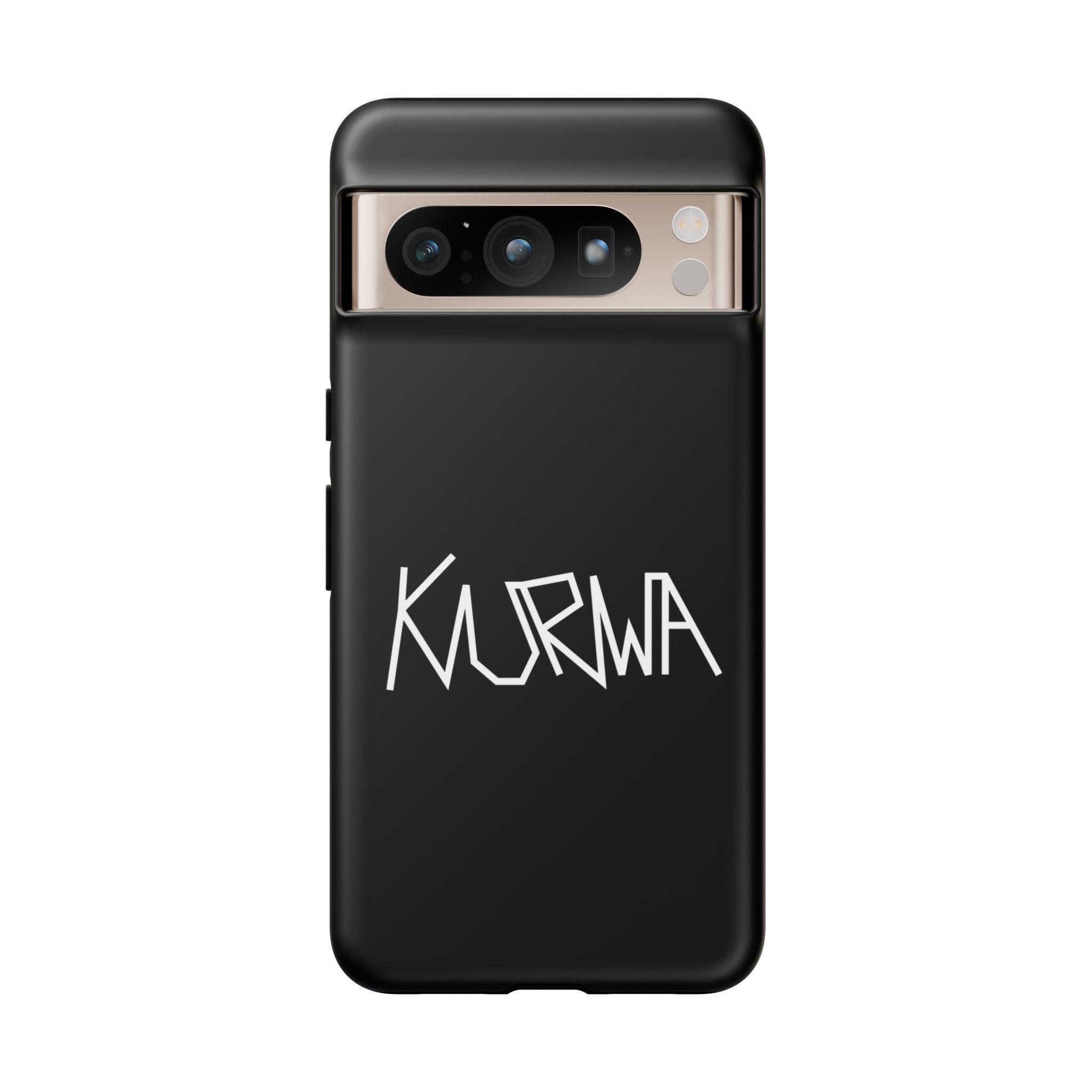 Etui na telefon - minimalistyczne czarne etui „KURWA” w stylu graffiti