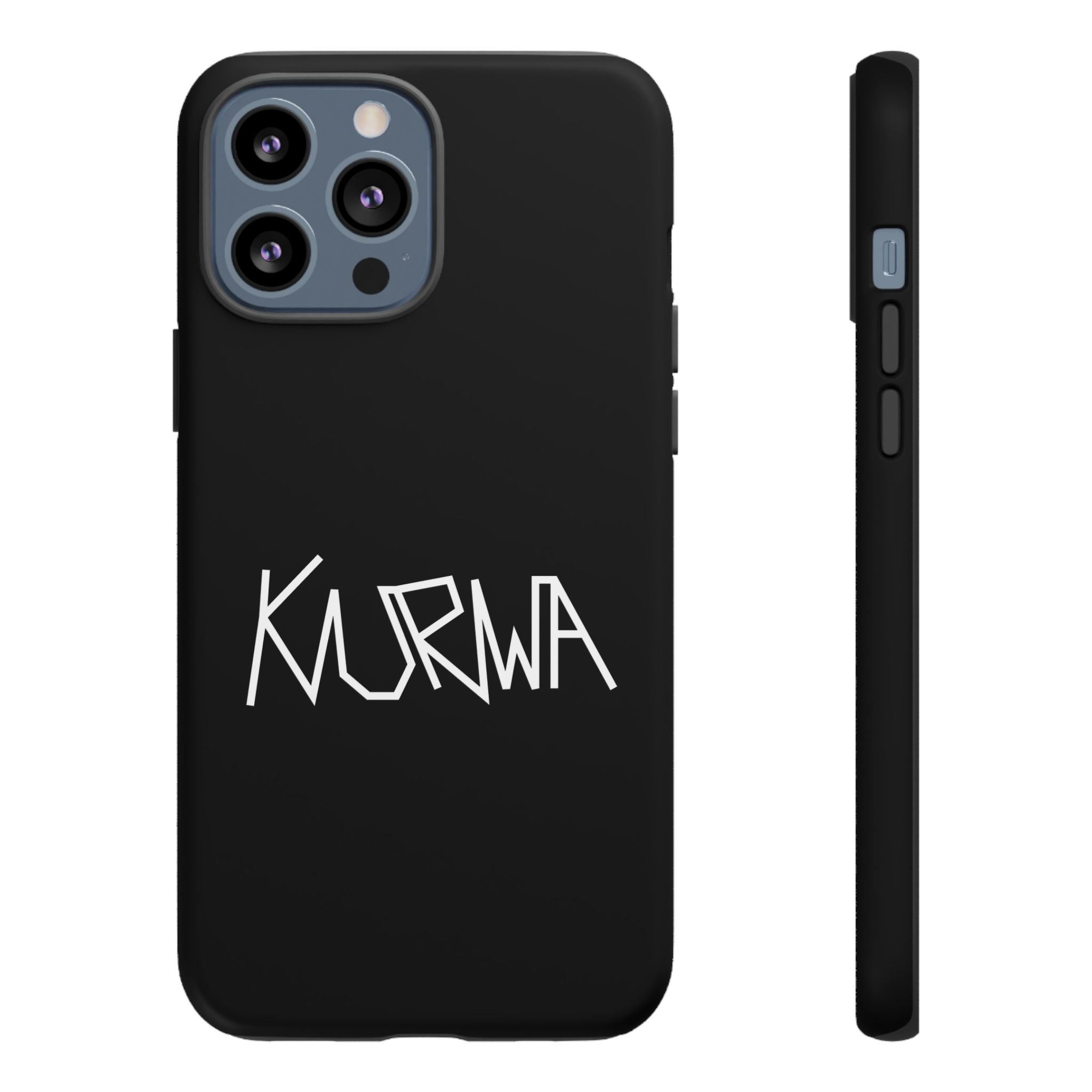 Etui na telefon - minimalistyczne czarne etui „KURWA” w stylu graffiti