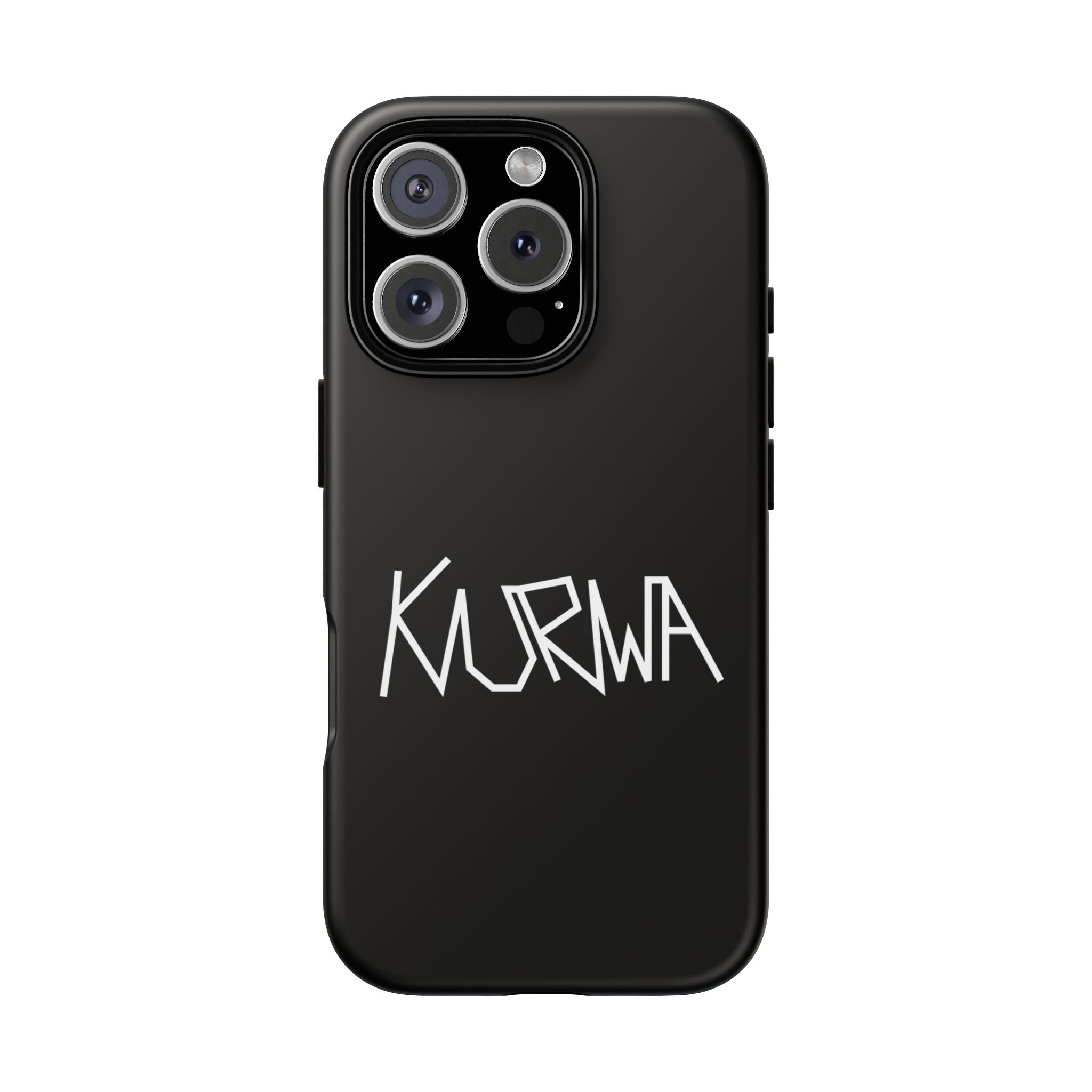 Etui na telefon - minimalistyczne czarne etui „KURWA” w stylu graffiti