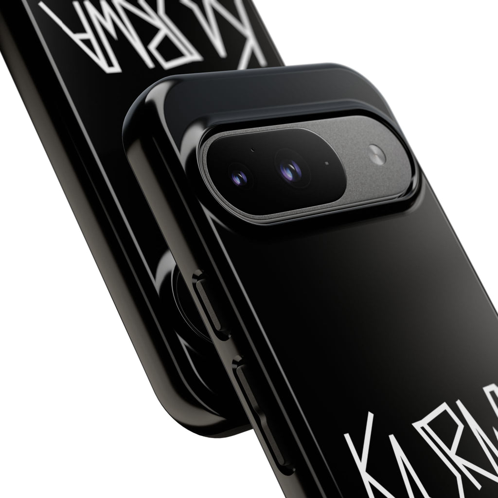 Etui na telefon - minimalistyczne czarne etui „KURWA” w stylu graffiti