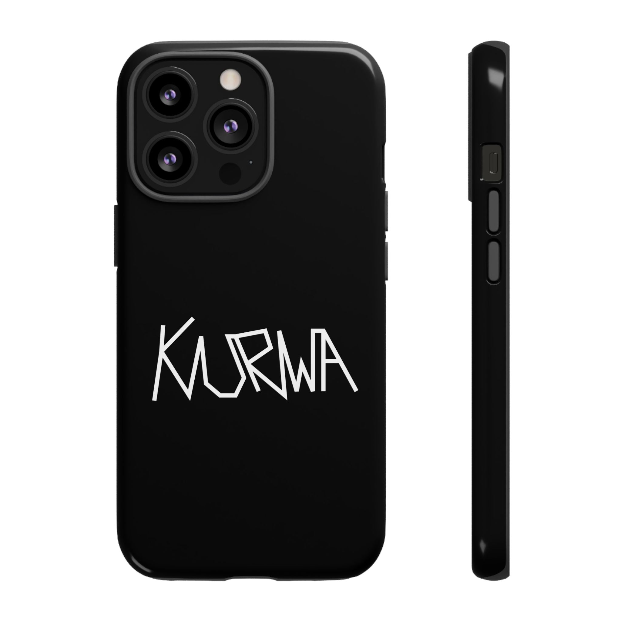Etui na telefon - minimalistyczne czarne etui „KURWA” w stylu graffiti