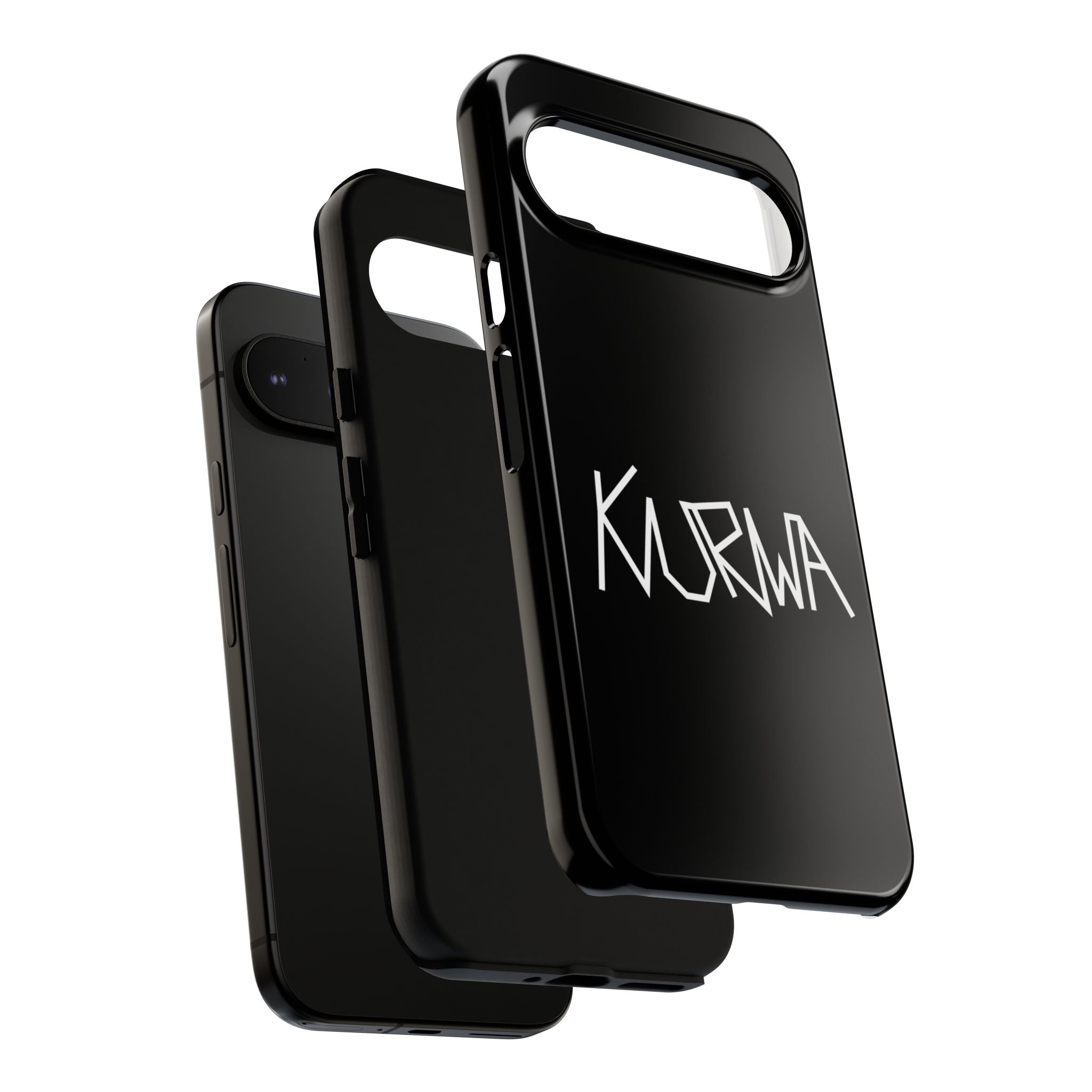 Etui na telefon - minimalistyczne czarne etui „KURWA” w stylu graffiti