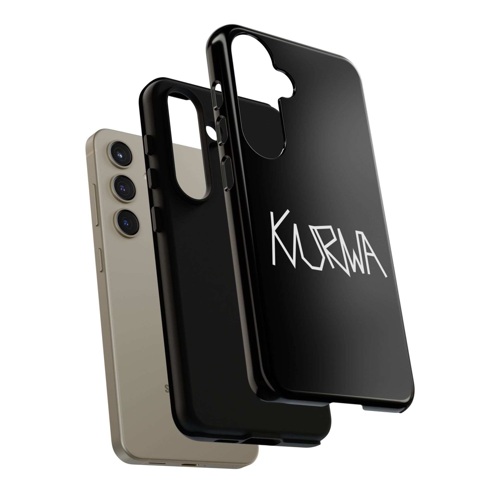 Etui na telefon - minimalistyczne czarne etui „KURWA” w stylu graffiti