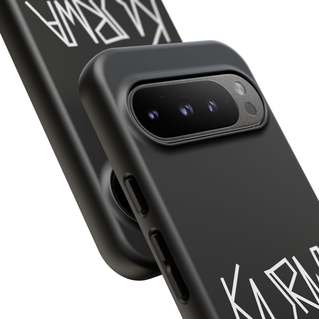 Etui na telefon - minimalistyczne czarne etui „KURWA” w stylu graffiti