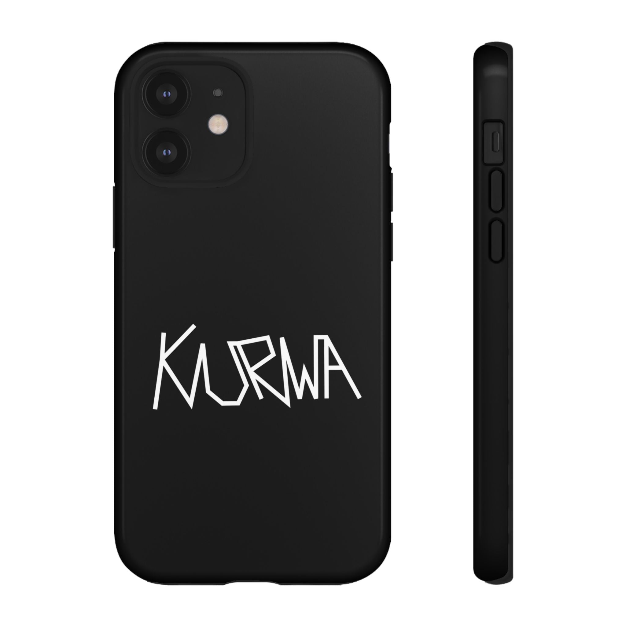 Etui na telefon - minimalistyczne czarne etui „KURWA” w stylu graffiti