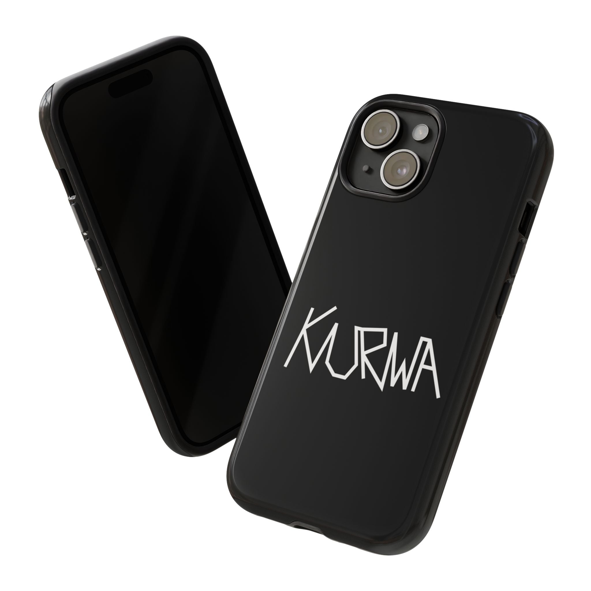 Etui na telefon - minimalistyczne czarne etui „KURWA” w stylu graffiti