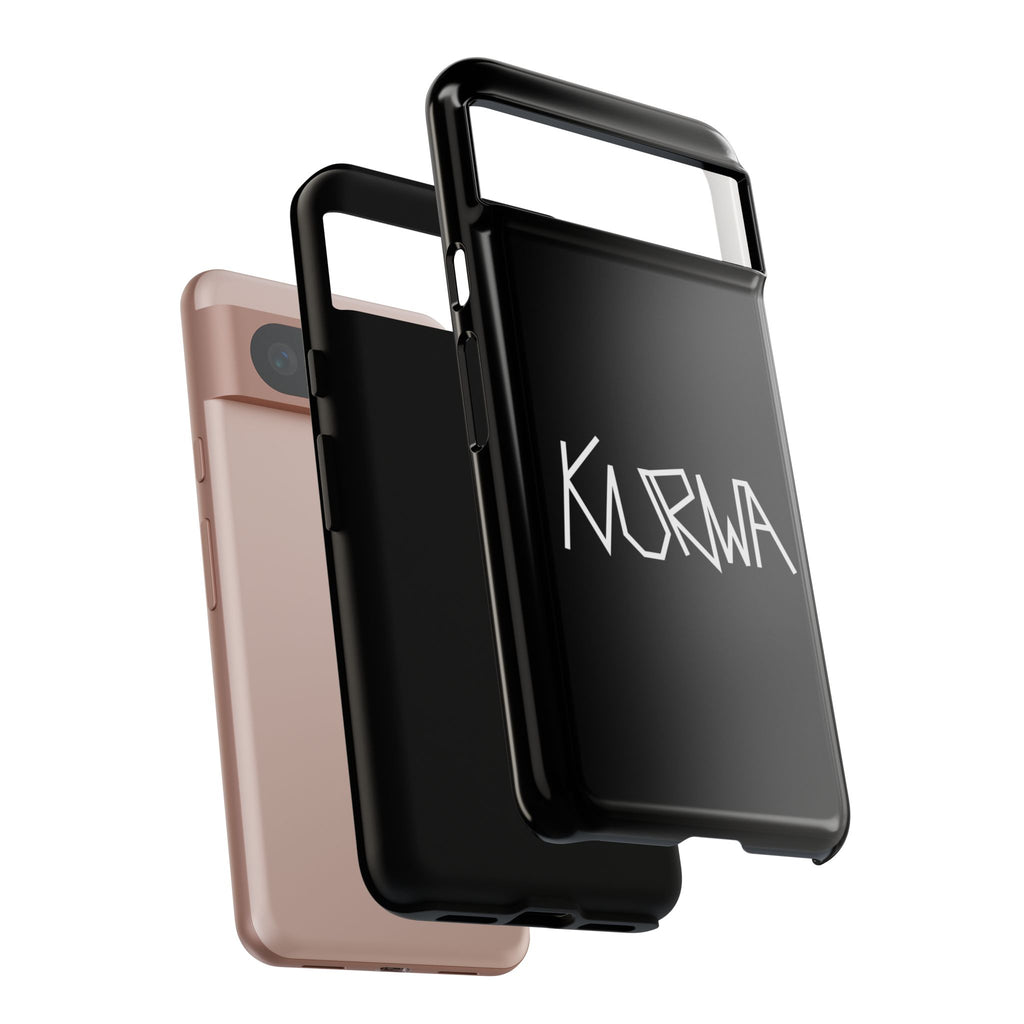 Etui na telefon - minimalistyczne czarne etui „KURWA” w stylu graffiti