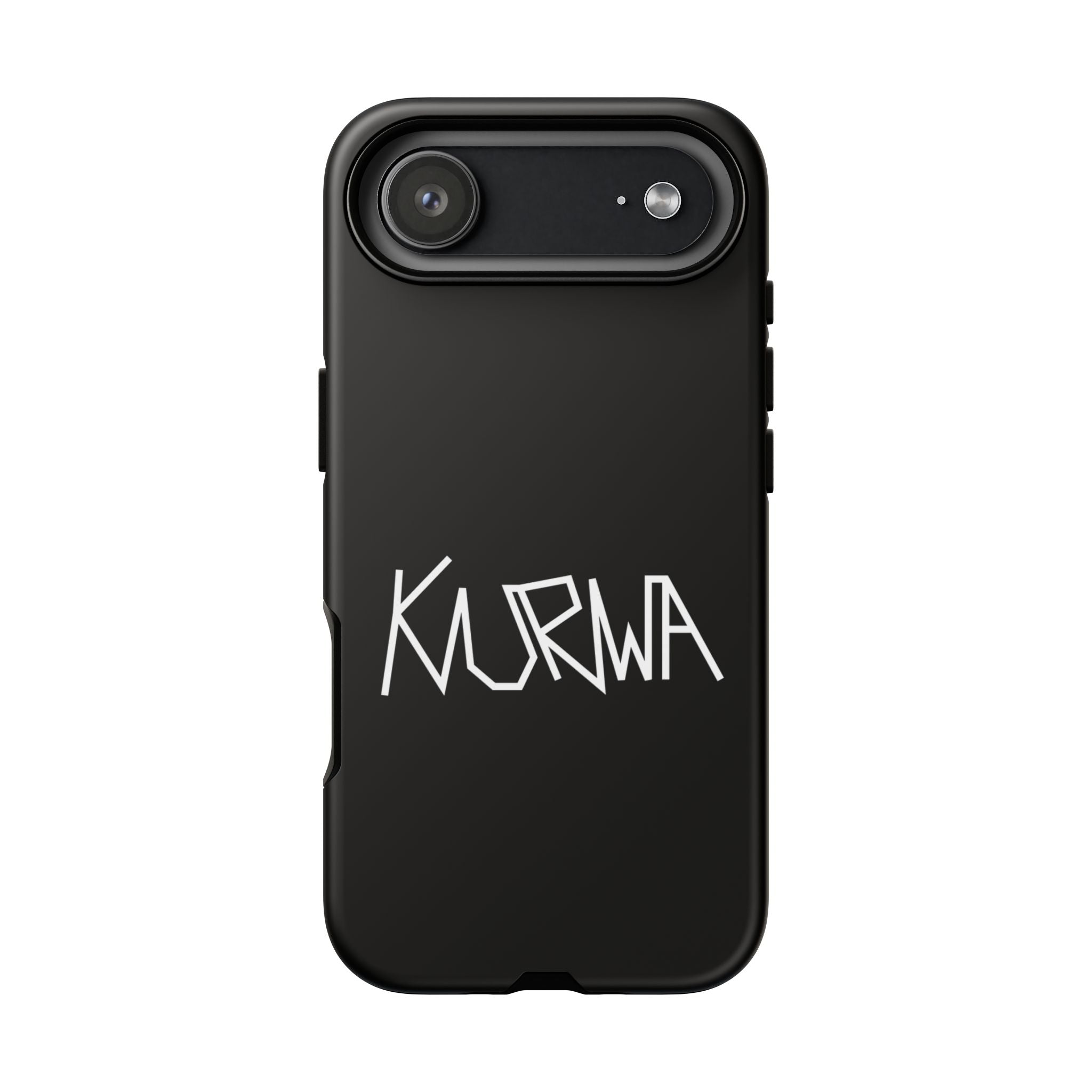 Etui na telefon - minimalistyczne czarne etui „KURWA” w stylu graffiti
