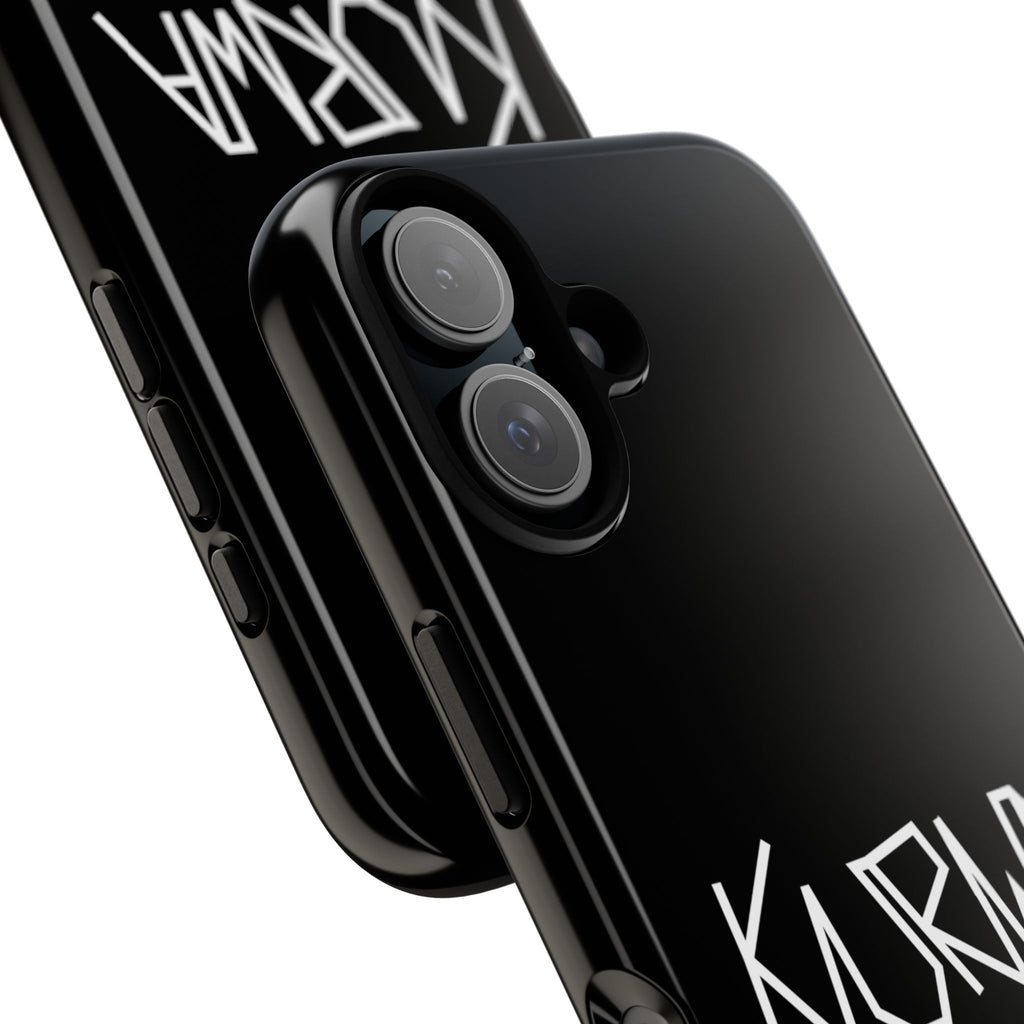 Etui na telefon - minimalistyczne czarne etui „KURWA” w stylu graffiti