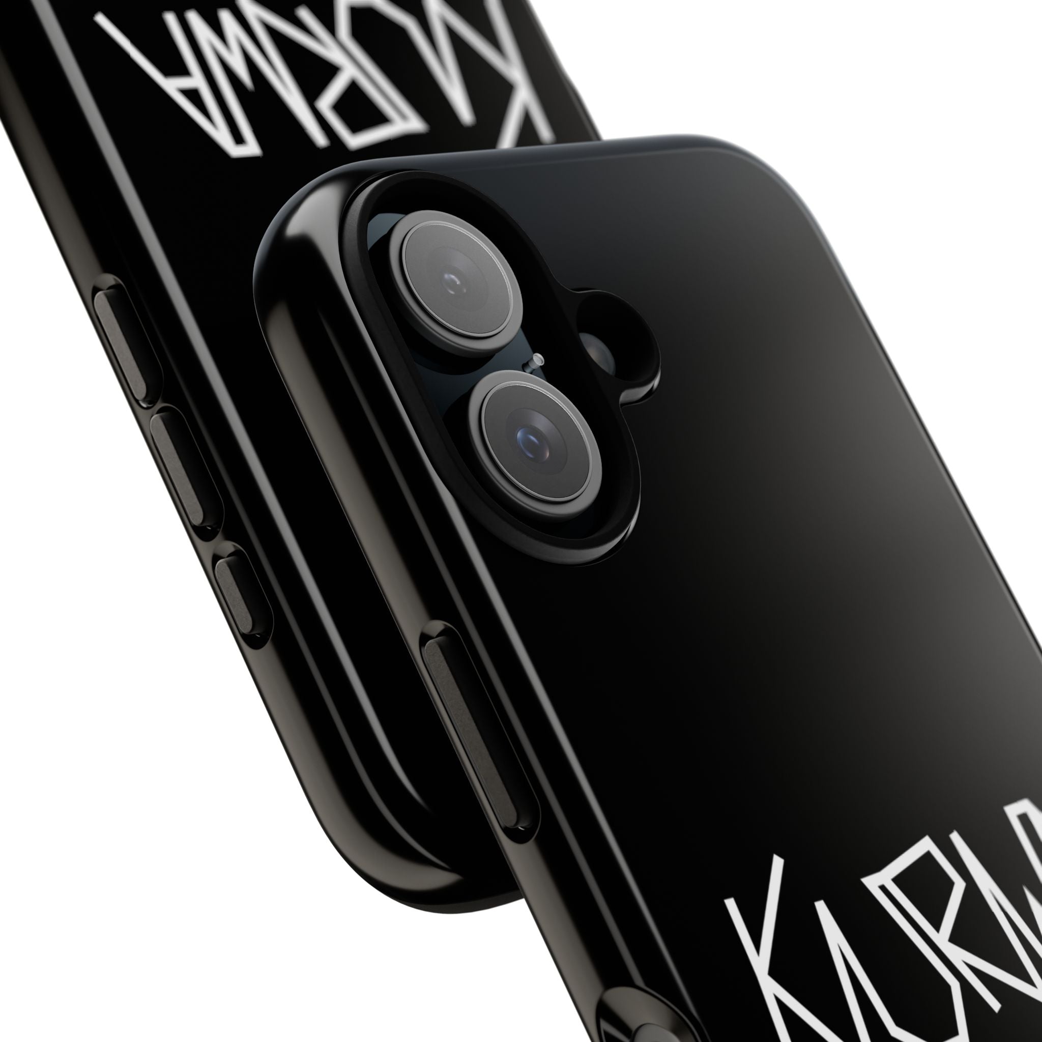 Etui na telefon - minimalistyczne czarne etui „KURWA” w stylu graffiti