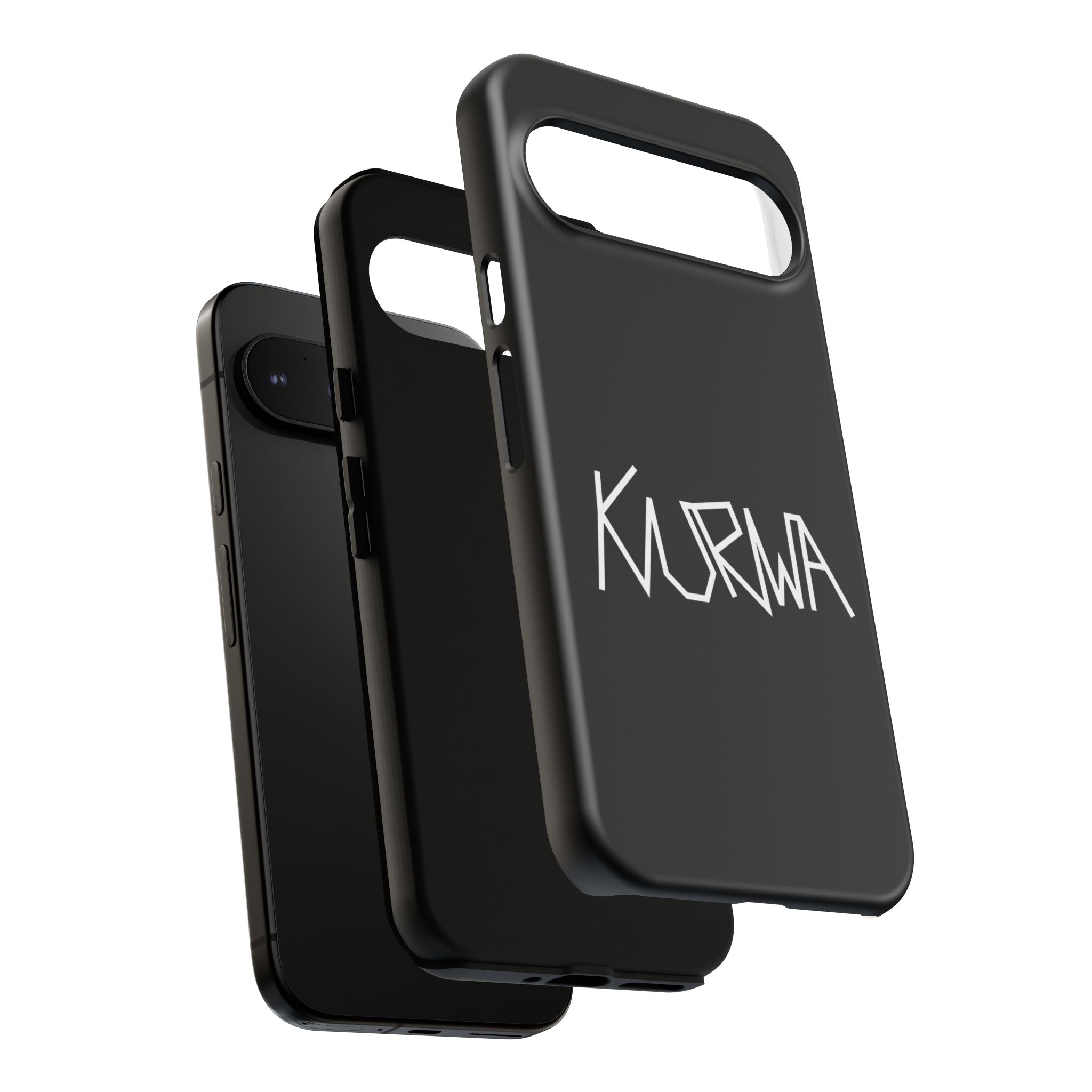 Etui na telefon - minimalistyczne czarne etui „KURWA” w stylu graffiti