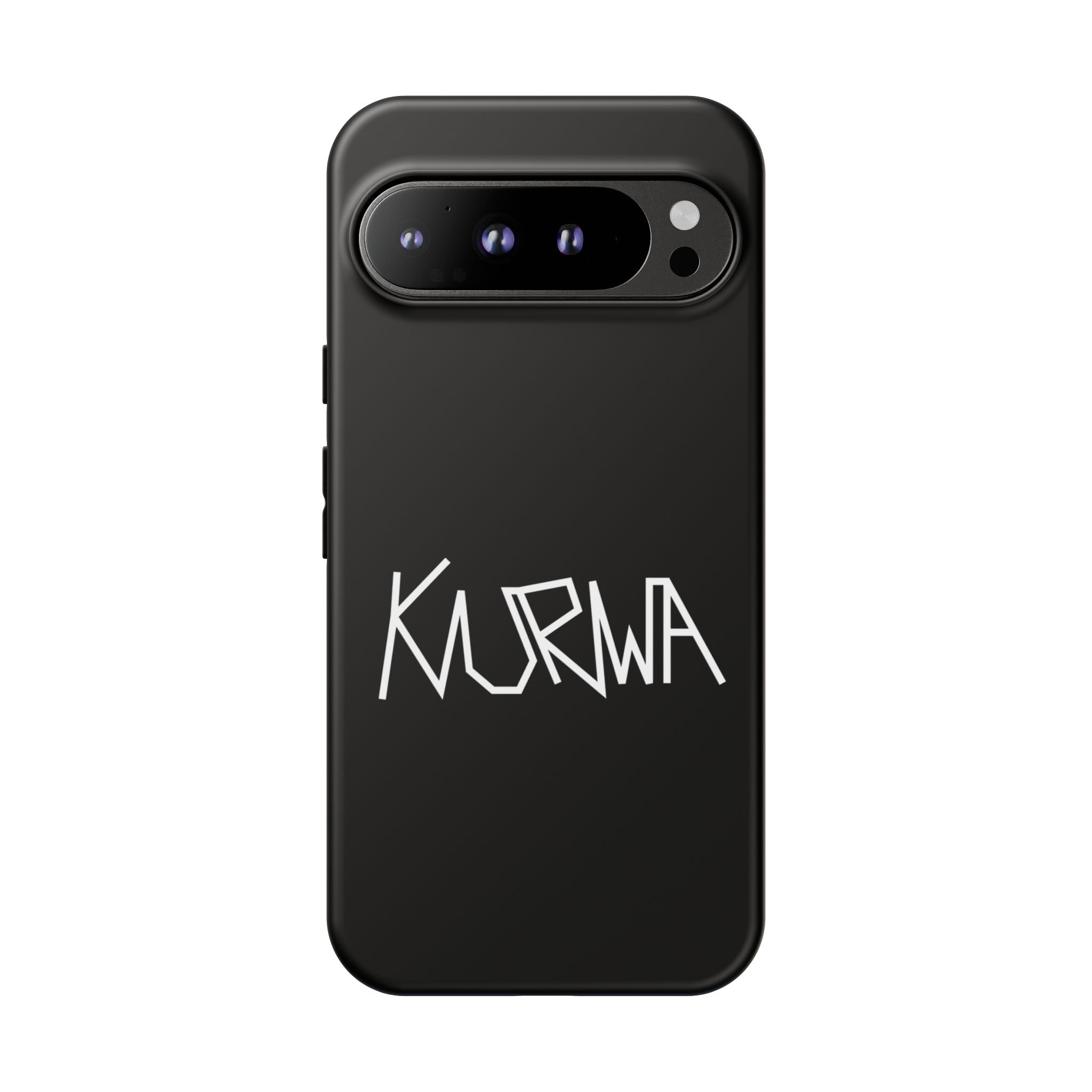 Etui na telefon - minimalistyczne czarne etui „KURWA” w stylu graffiti