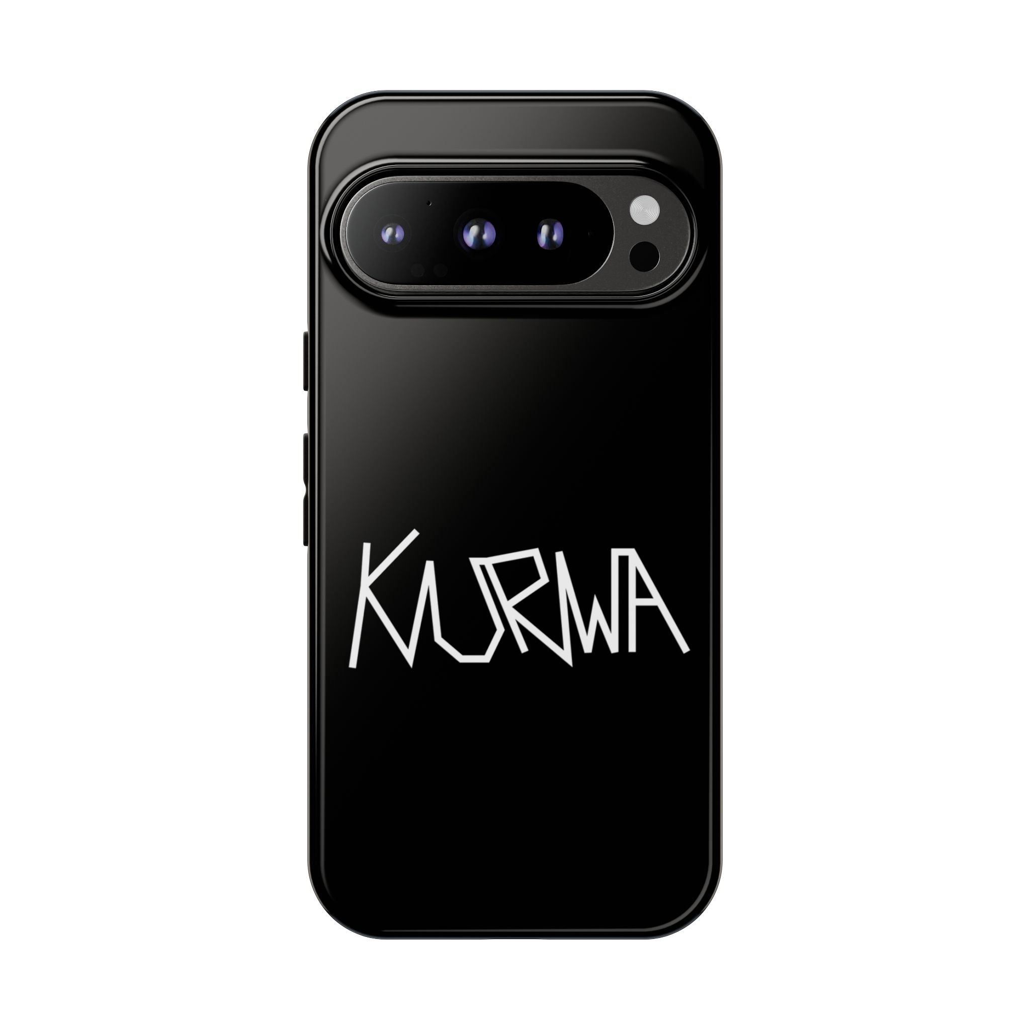 Etui na telefon - minimalistyczne czarne etui „KURWA” w stylu graffiti