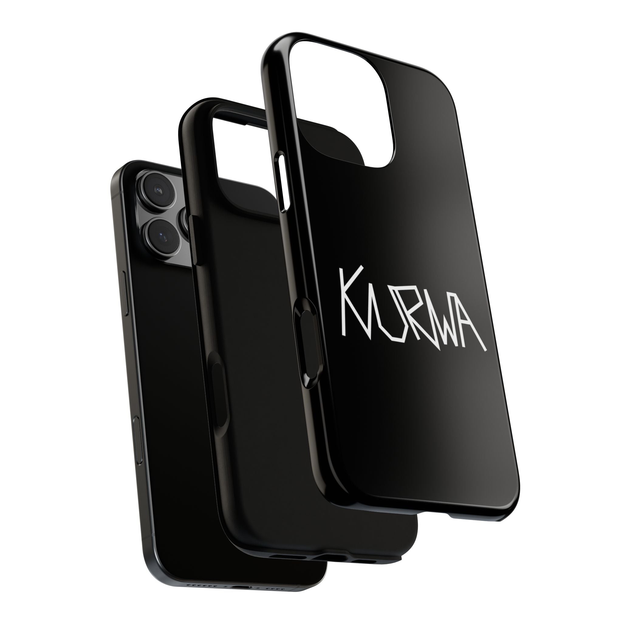 Etui na telefon - minimalistyczne czarne etui „KURWA” w stylu graffiti