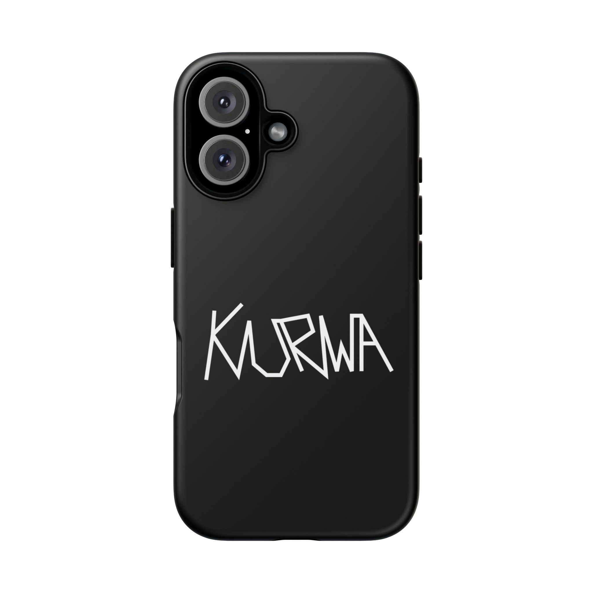 Etui na telefon - minimalistyczne czarne etui „KURWA” w stylu graffiti