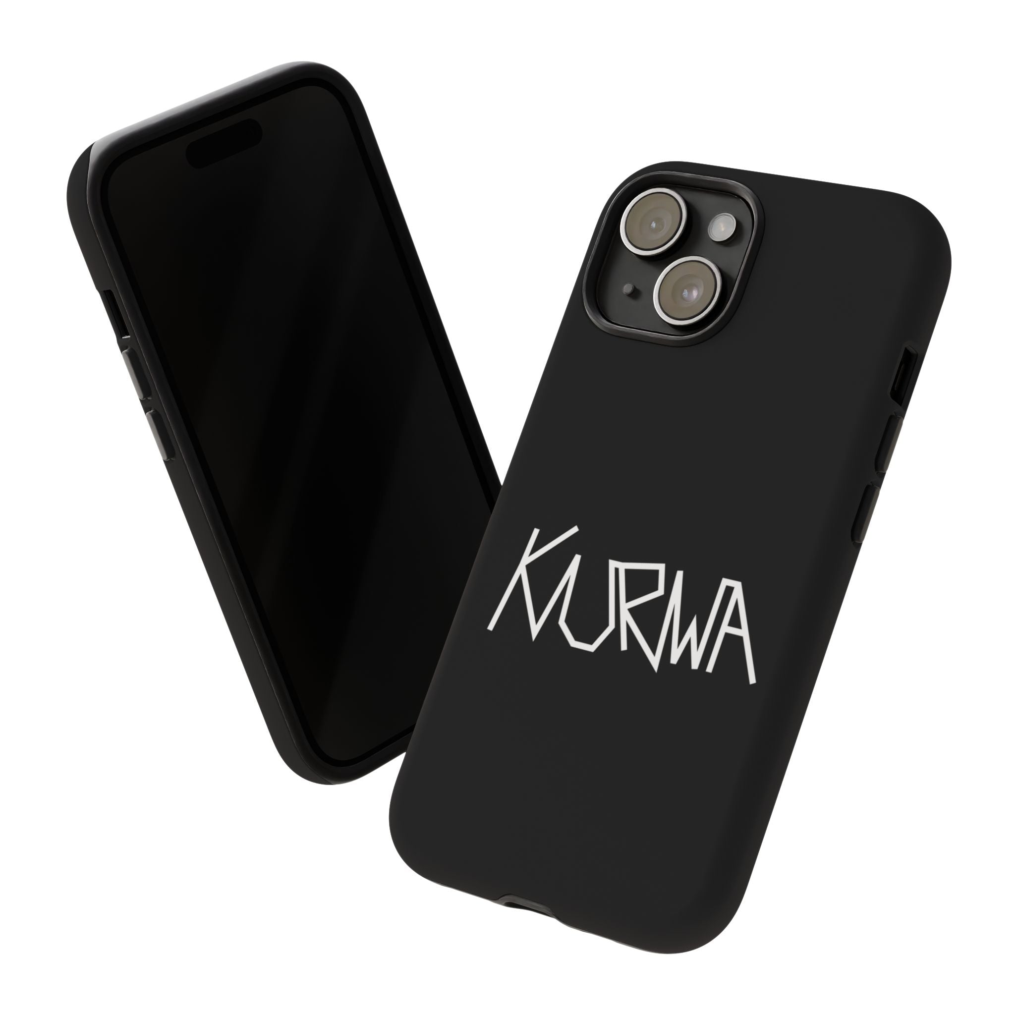 Etui na telefon - minimalistyczne czarne etui „KURWA” w stylu graffiti