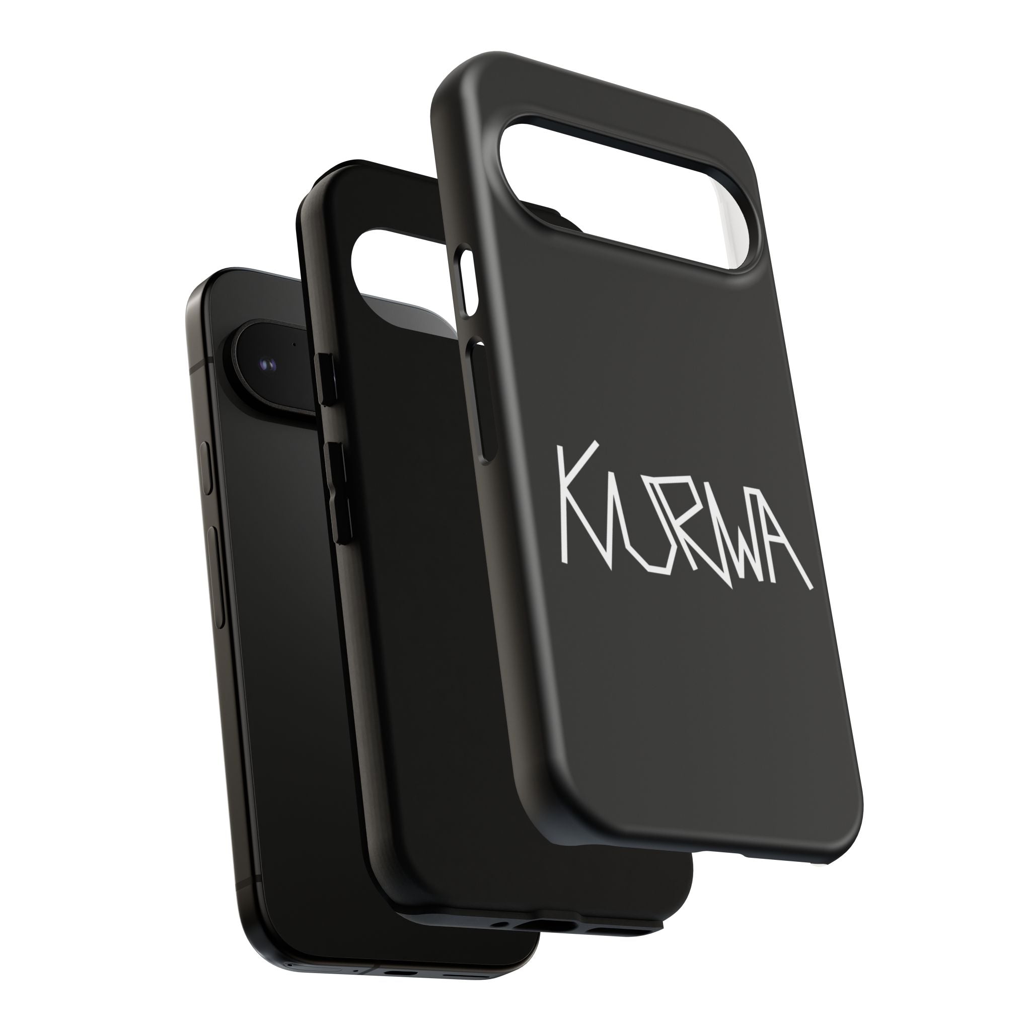 Etui na telefon - minimalistyczne czarne etui „KURWA” w stylu graffiti