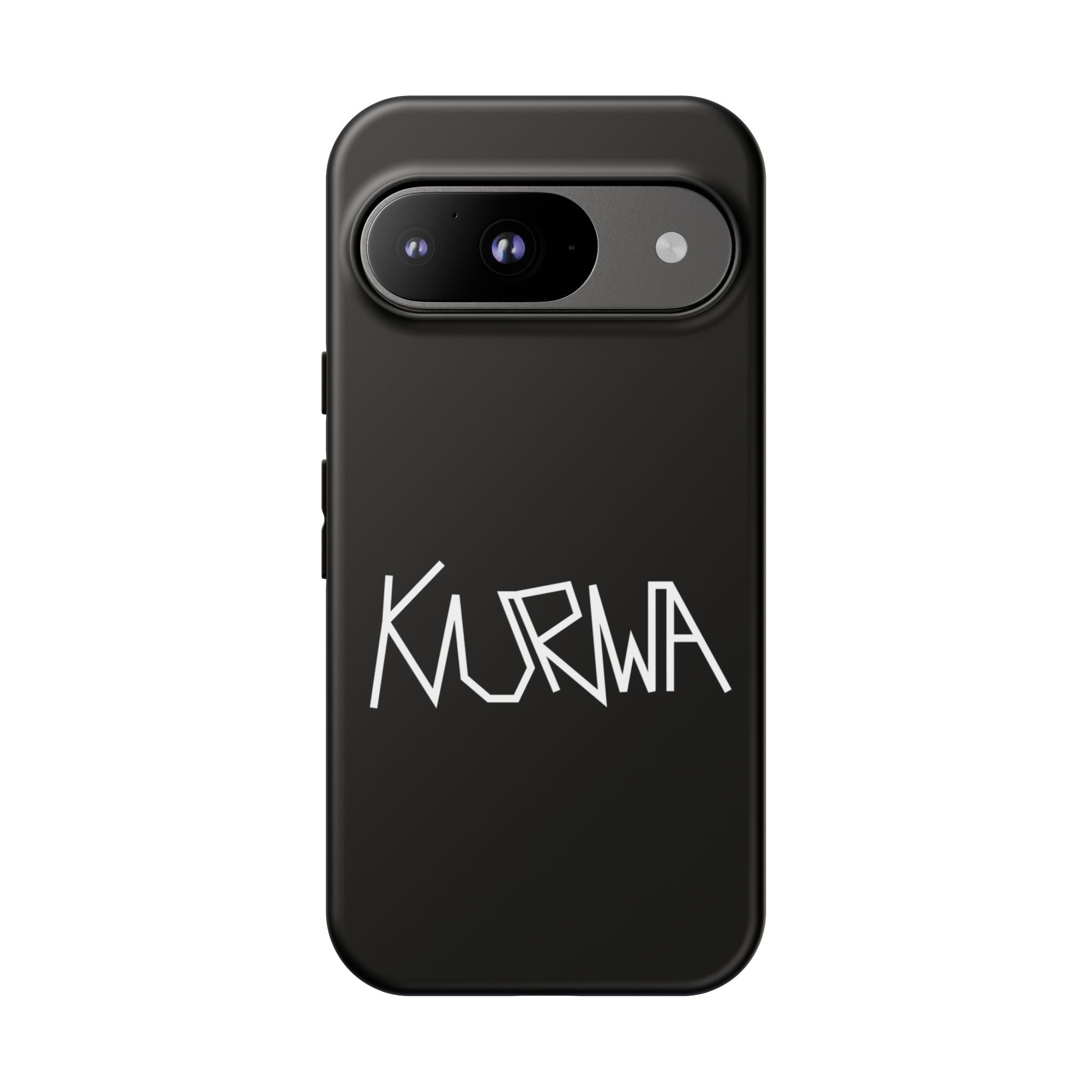 Etui na telefon - minimalistyczne czarne etui „KURWA” w stylu graffiti