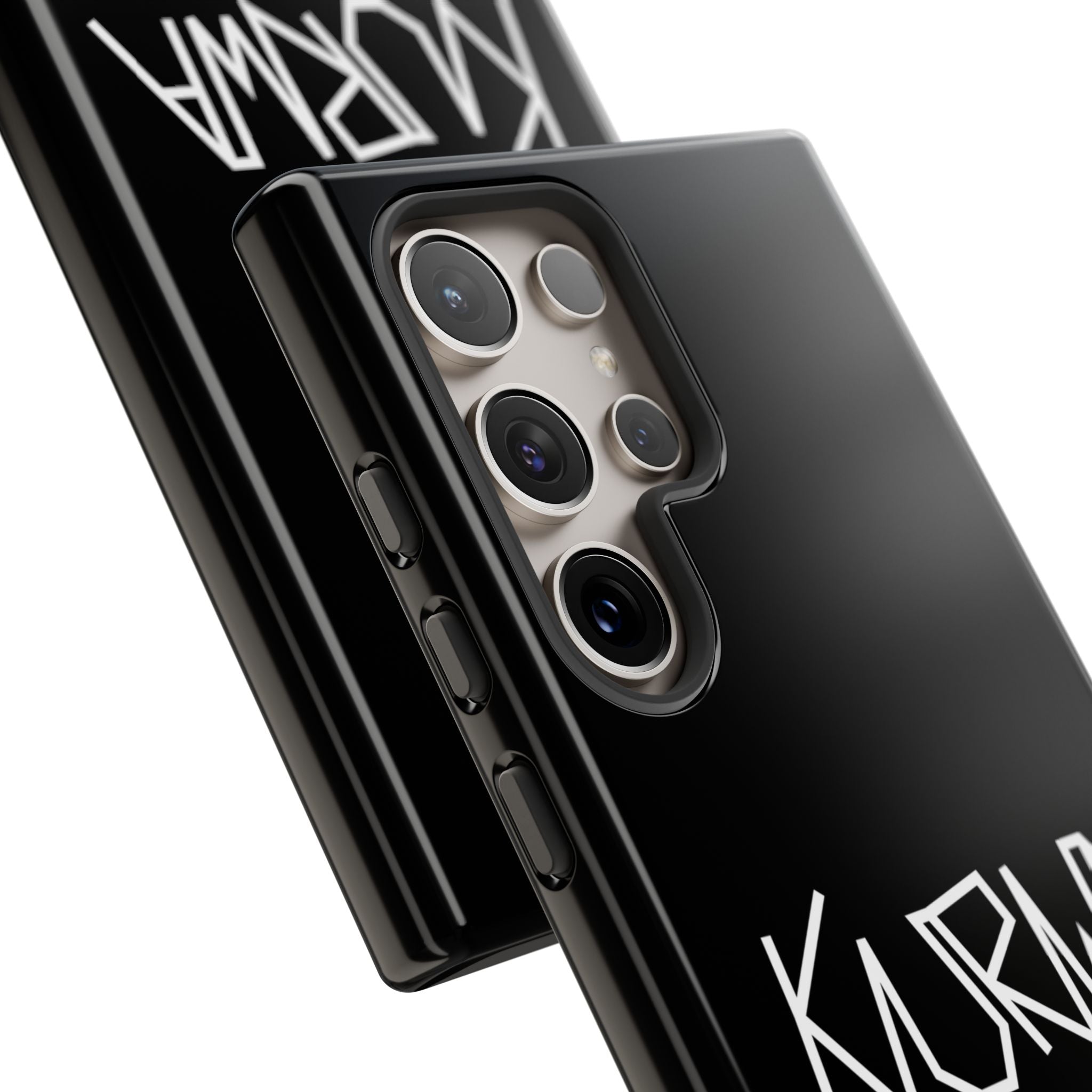 Etui na telefon - minimalistyczne czarne etui „KURWA” w stylu graffiti