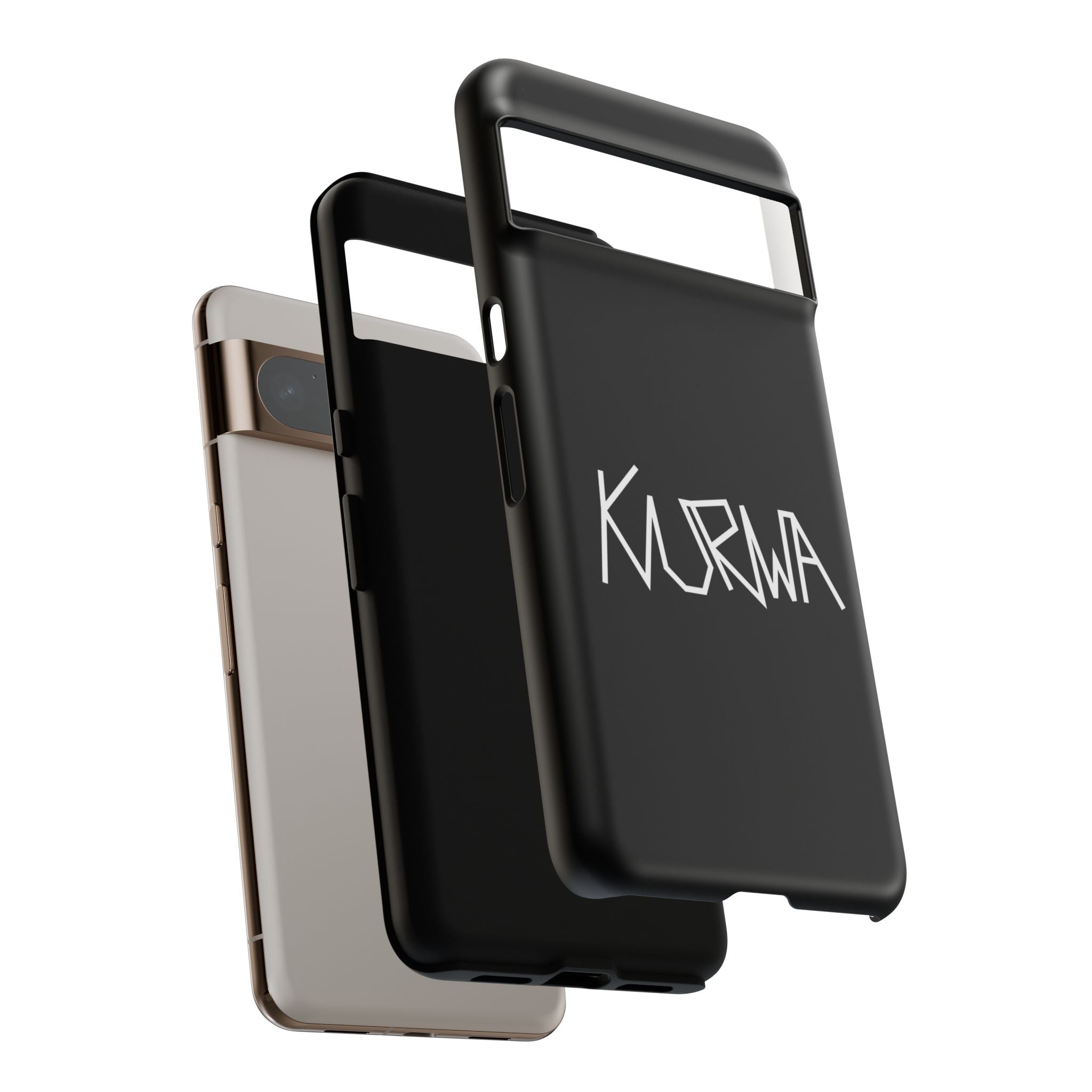 Etui na telefon - minimalistyczne czarne etui „KURWA” w stylu graffiti