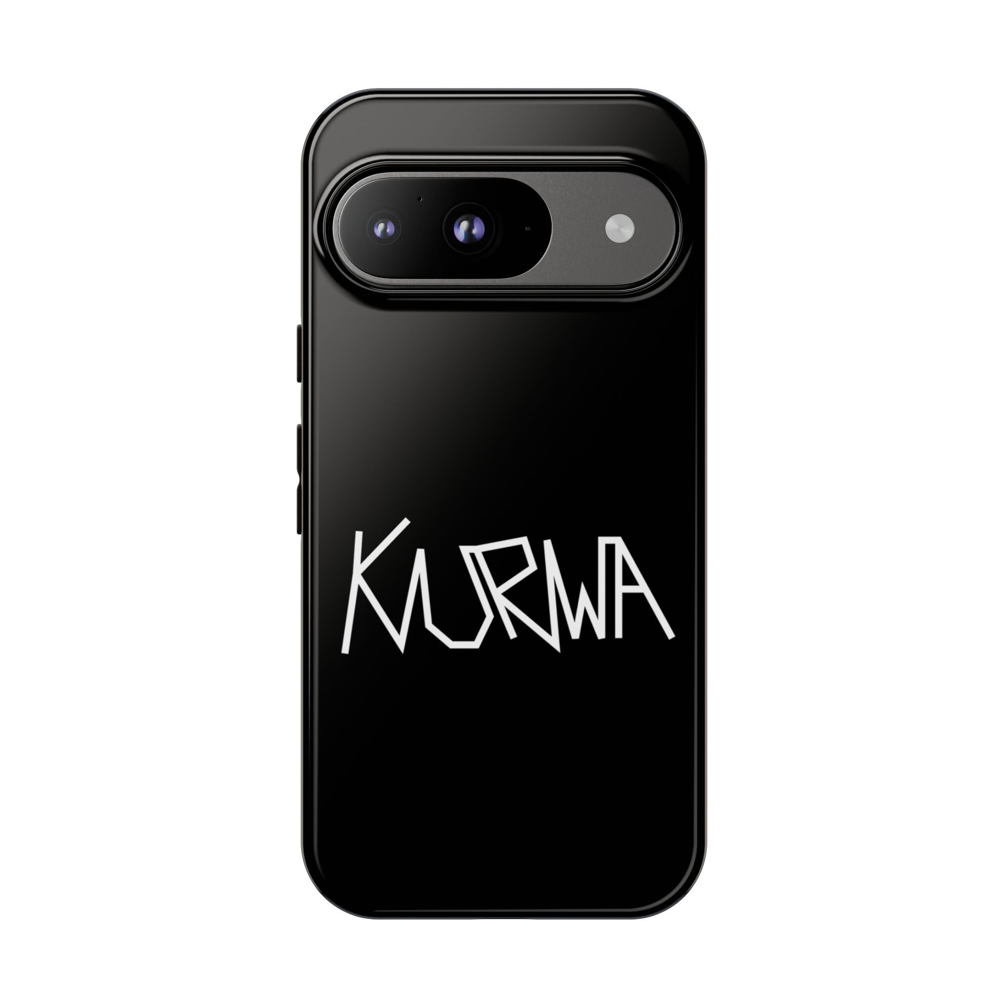 Etui na telefon - minimalistyczne czarne etui „KURWA” w stylu graffiti